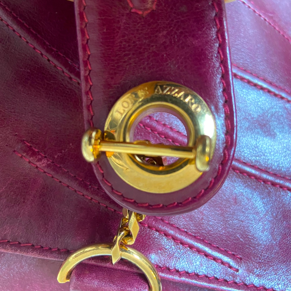 Vintage 1970 Loris Azzaro Paris Purse Burgundy Genuine Leather Shoulder Bag EUC - Picture 7 of 16